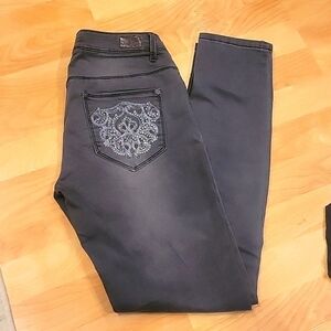 Iris Denim Grey Embellished rhinestone skinny jeans size 5